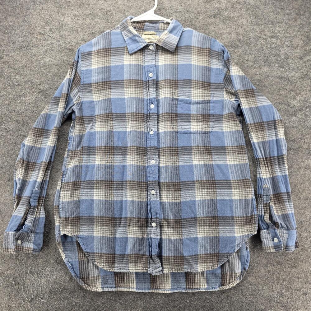 Denim & Supply Ralph Lauren Button-Up Womens L Blue Plaid Long Sleeve Relaxed